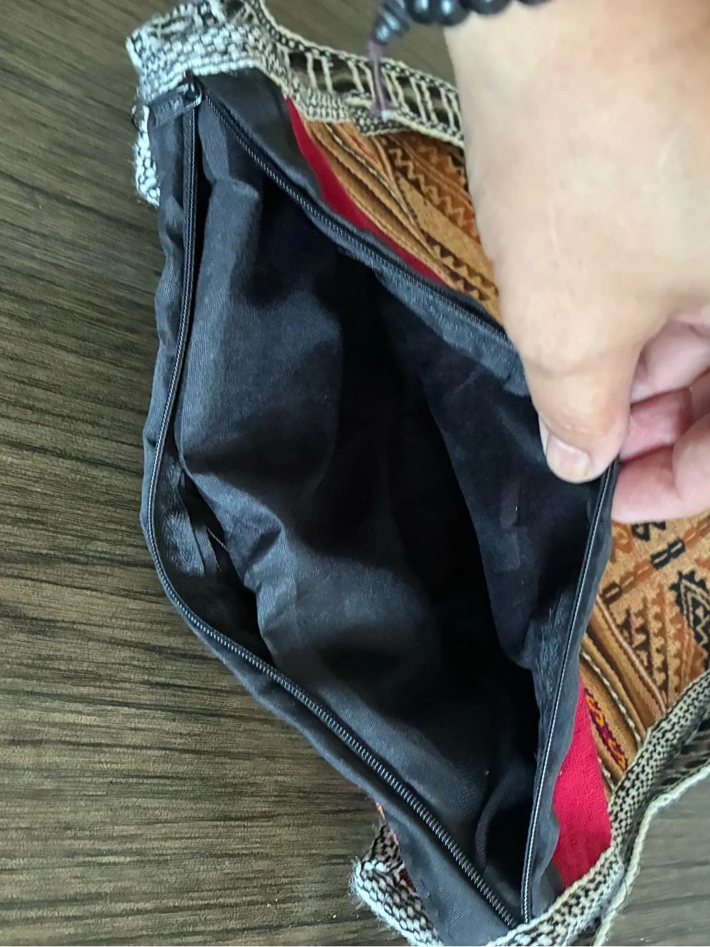 Peru Embroidered Red Canvas Crossbody Bag